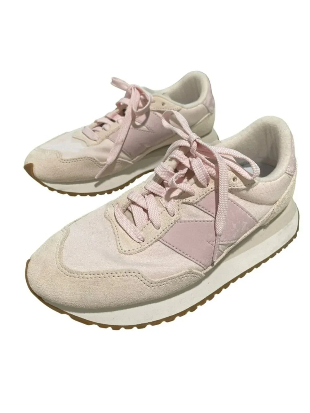 New Balance Womens WS327 Sneakers Size 7.5 Pink Suede & Mesh Casual Shoes